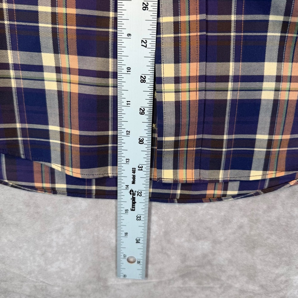 Jos A Bank Shirt Mens Large Purple Plaid Traveler's Collection LS Prep Business - Picture 7 of 8